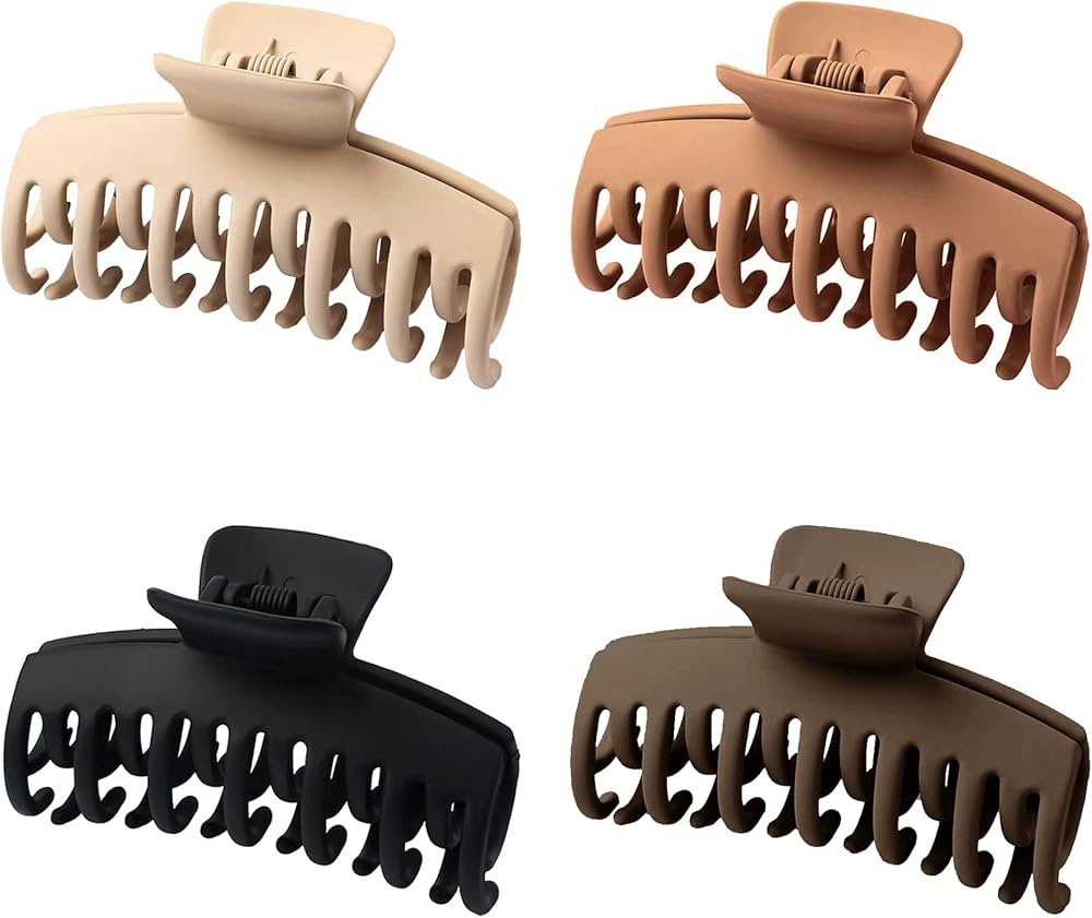 Hair Claw Clips for Women Thin Hair, Large Hair Clips for Thick Hair Non Slip, 3.5 Inch Double Ro... | Amazon (US)