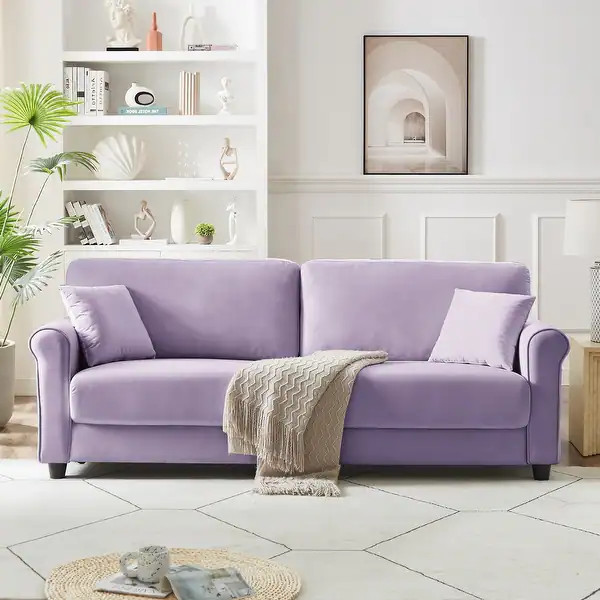 Classic Velvet Sofa Couch with Hardwood Frame, Upholstered Couch, Rounded Arms - Bed Bath & Beyon... | Bed Bath & Beyond