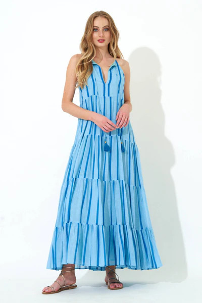 Long Tiered Tassel Dress- Zedi Ocean | Oliphant Design