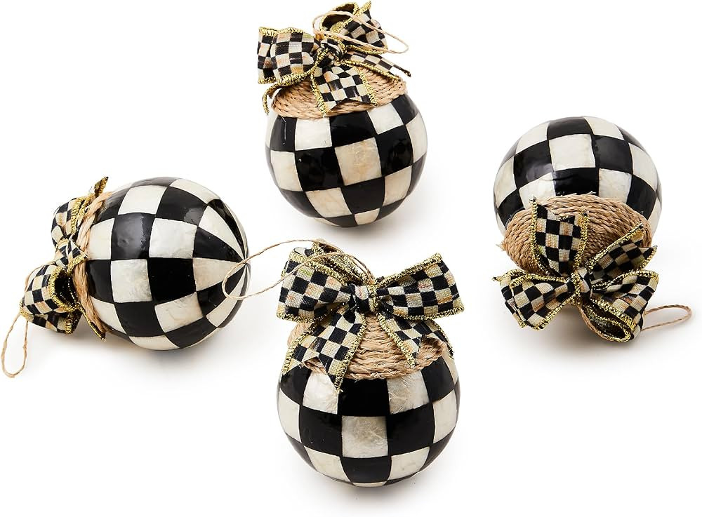 MACKENZIE-CHILDS Check Capiz Ball Ornament, Lightweight Christmas-Tree Ornament, Hanging Capiz Ch... | Amazon (US)