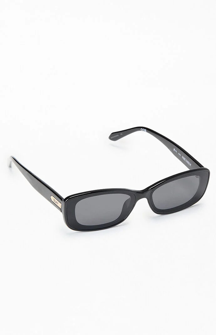 Quay Vibe Check Narrow Rectangle Sunglasses in Black | PacSun