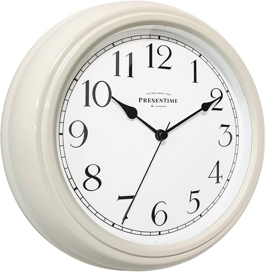 Presentime & Co Chic Home Collection 10" Molly Clock, Silent No Ticking, Cream White. Modern Deco... | Amazon (US)