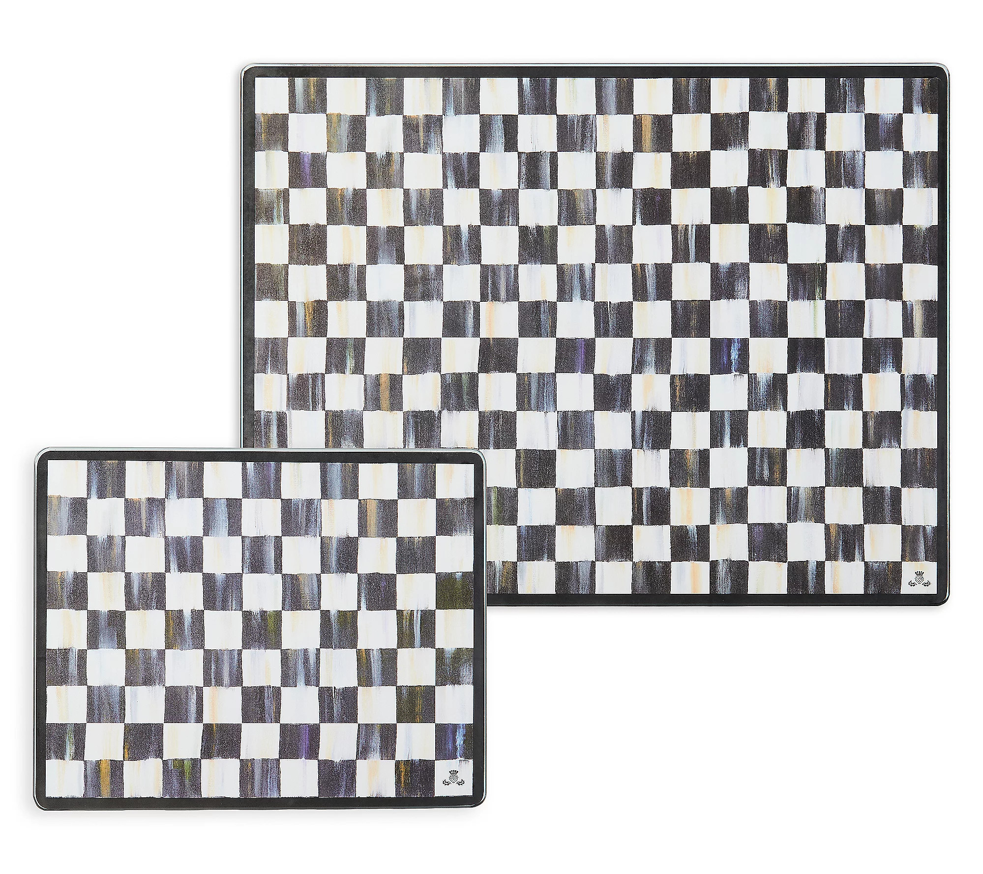 MacKenzie-Childs Set of 2 Courtly Check Glass C utting Boards | QVC