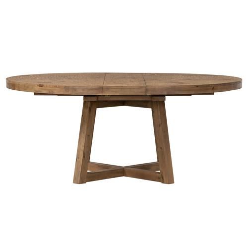 Milee Rustic Lodge Brown Reclaimed Pine Wood Extendable Dining Table - 60-72"W | Kathy Kuo Home