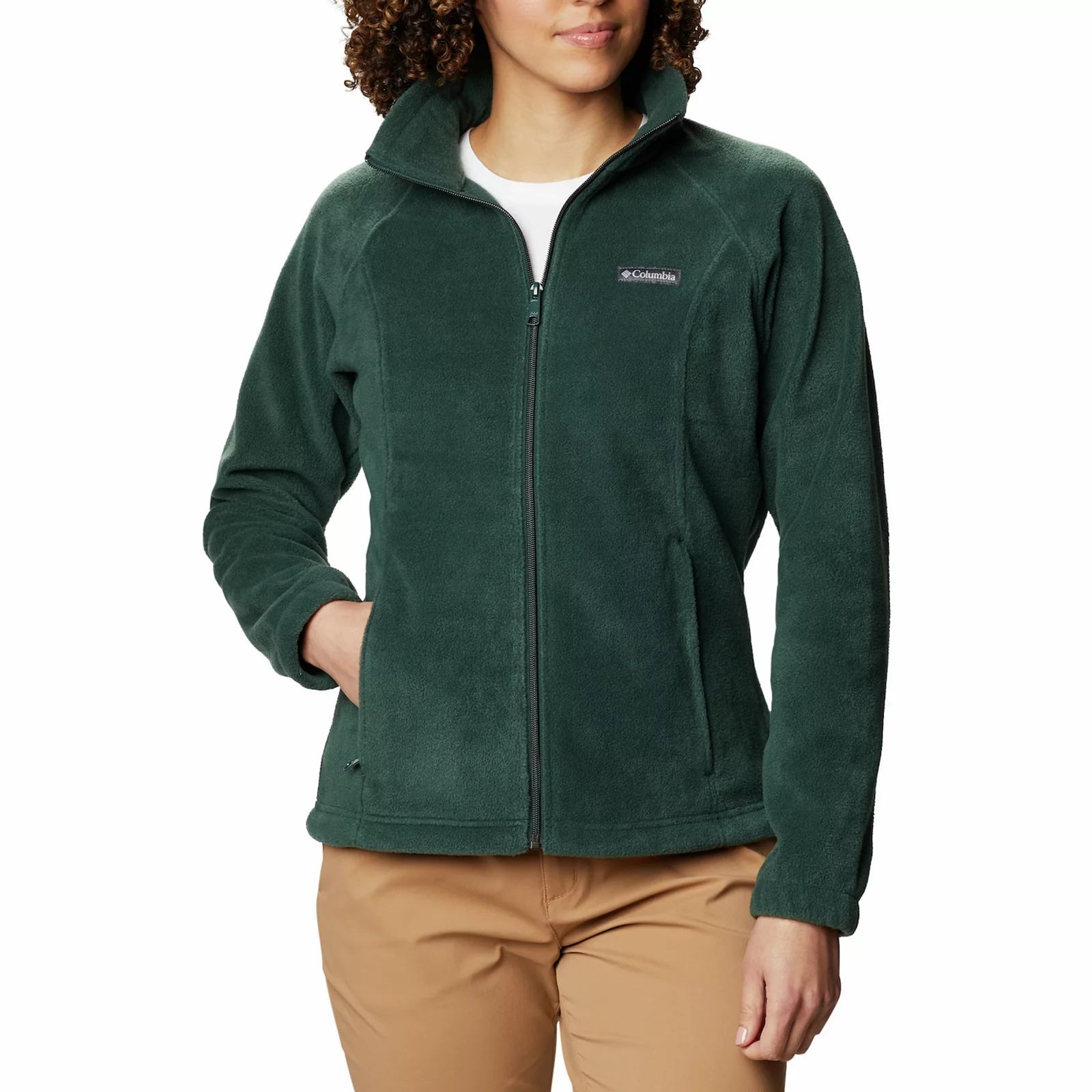 Women's Columbia Benton Springs Zip-Front Fleece Jacket, Size: Large, Green | Kohl's