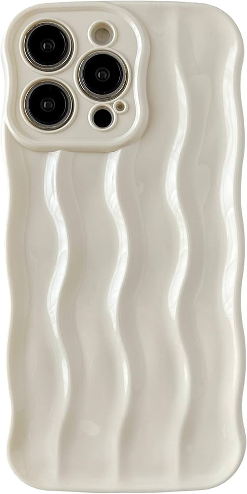 Caseative for iPhone 16 Pro Max Case,Water Ripple Pattern Curly Wave Frame Soft Phone Case (White... | Amazon (US)