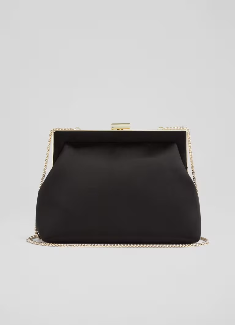 Connie Black Satin Trapeze Clutch Bag | L.K. Bennett (UK)