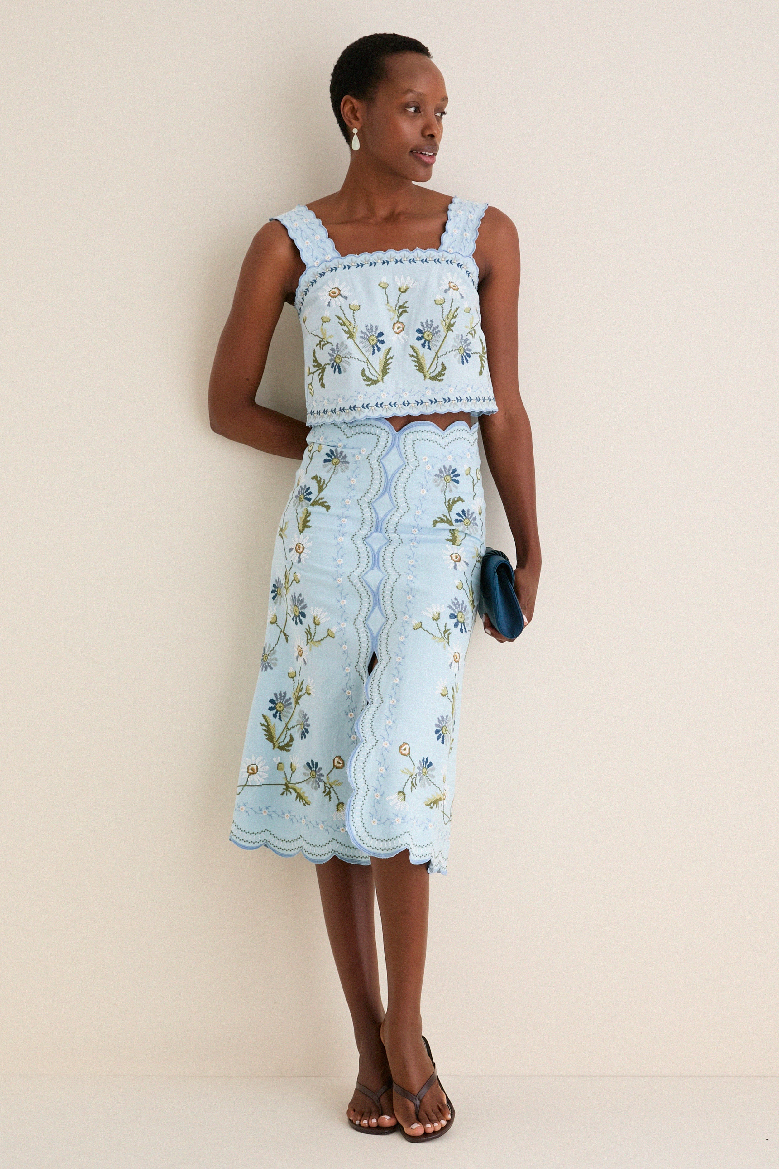 Blue Audra Embroidery Tank Top | Tuckernuck (US)