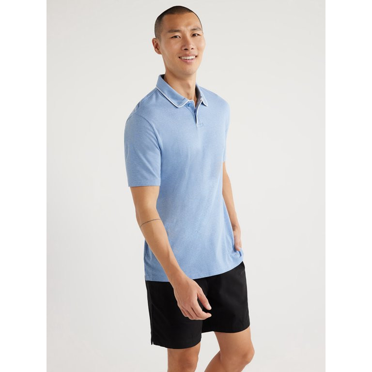 Free Assembly Men's Taped Oxford Pique Polo Shirt with Short Sleeves, Sizes S-3XL - Walmart.com | Walmart (US)
