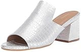 KAANAS Women's York Croc-Embellished Leather Mule with Block Heeled Sandal, Silver, 9 | Amazon (US)