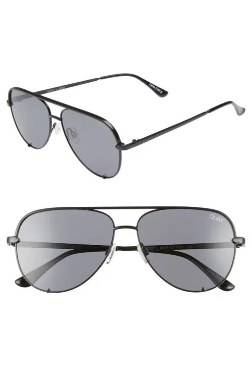 Quay Australia High Key Mini 51mm Aviator Sunglasses in Black/Smoke at Nordstrom | Nordstrom