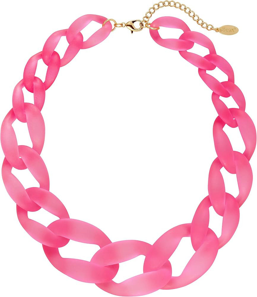 Bocar Statement Chunky Fashion Acrylic Beads Choker Cube Link Chain Necklace for Women Gifts | Amazon (US)