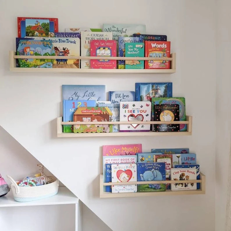 Shelf for wall wooden bookshelf for nursery gift for new parents baby shower gift wall bookshelf ... | Etsy (US)