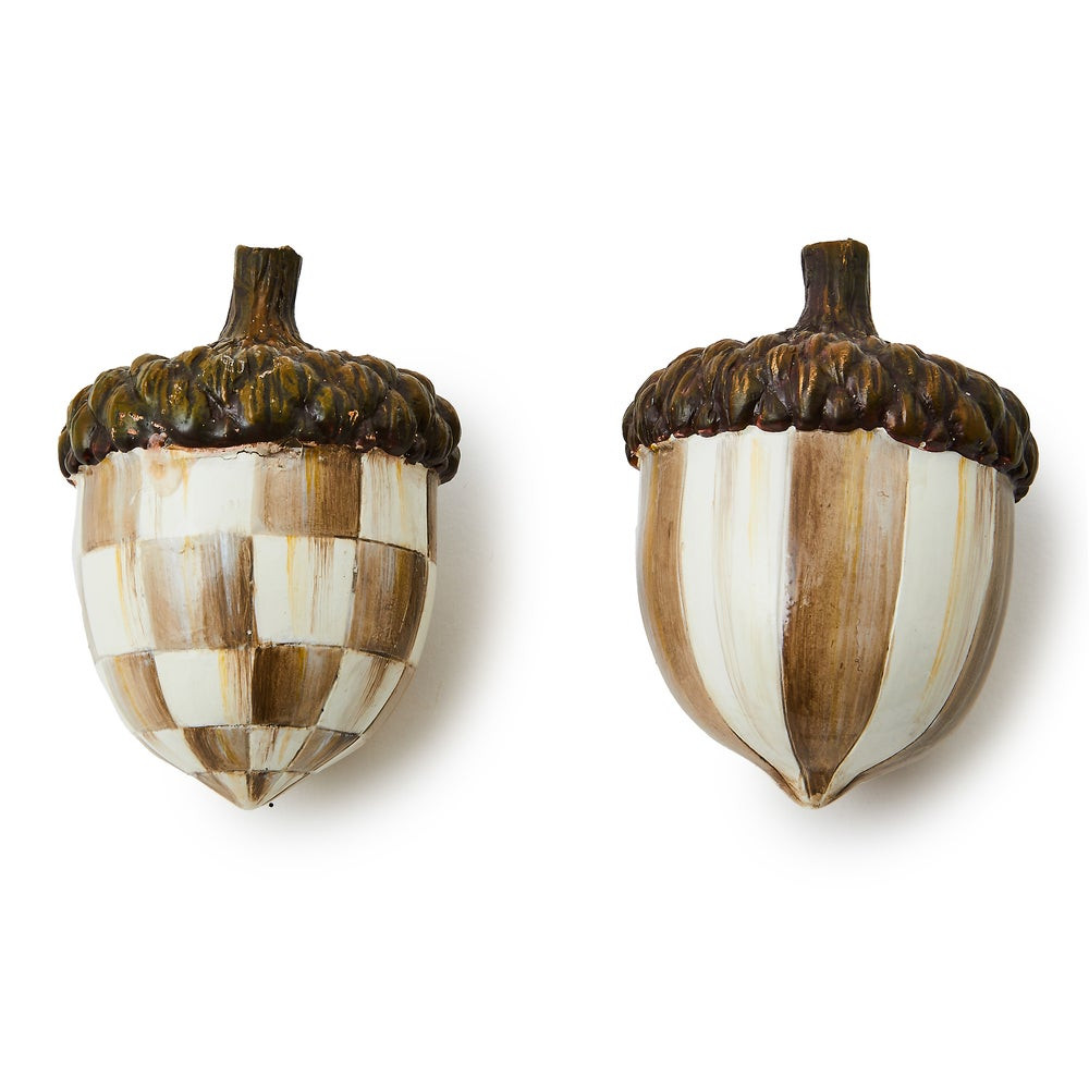 Mocha Check Acorns, Set of 2 | MacKenzie-Childs