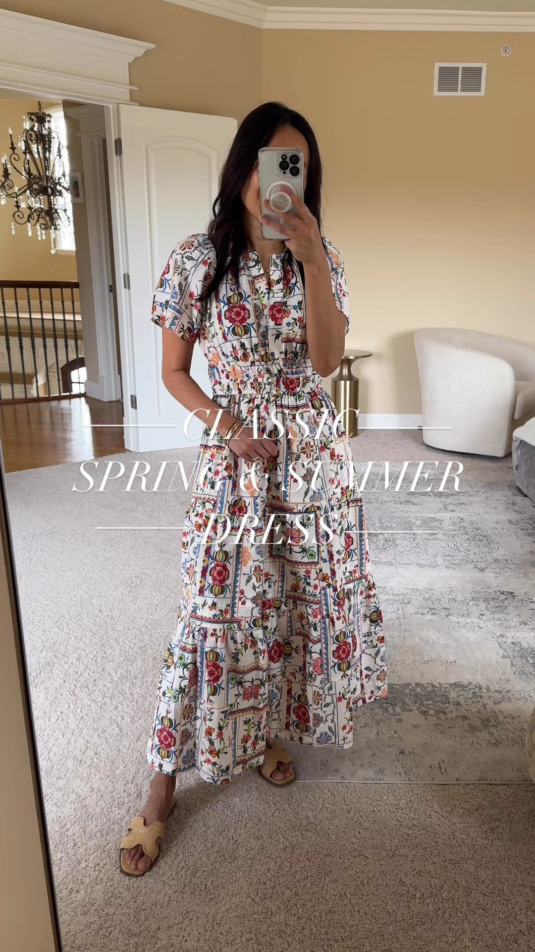 Classic Spring & Summer Dress. 
Easy vacation outfit too. 
I’ve been wanting to try this coveted dress for a while now and it really is the perfect dress. Cotton material thats feels good quality. It comes in multiple colors and designs; this exact pattern is newer and called ivory. There are also multiple other patterns that are currently an additional 50% off the sale price. Wide range of sizing options  This dress fit true to size for me and I am wearing the petite length at about 5’4. 
-Woven bag options linked. 
-Look for less sandals $20. 
-Mixed metals bangle bracelet stack. 
-Charm necklace    

#LTKTravel #LTKOver40 #LTKStyleTip