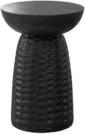 SIMPLIHOME Boyd End Table - 13" Wide x 18" High Solid Mango Wood Round Accent Table in Black, Han... | Amazon (US)