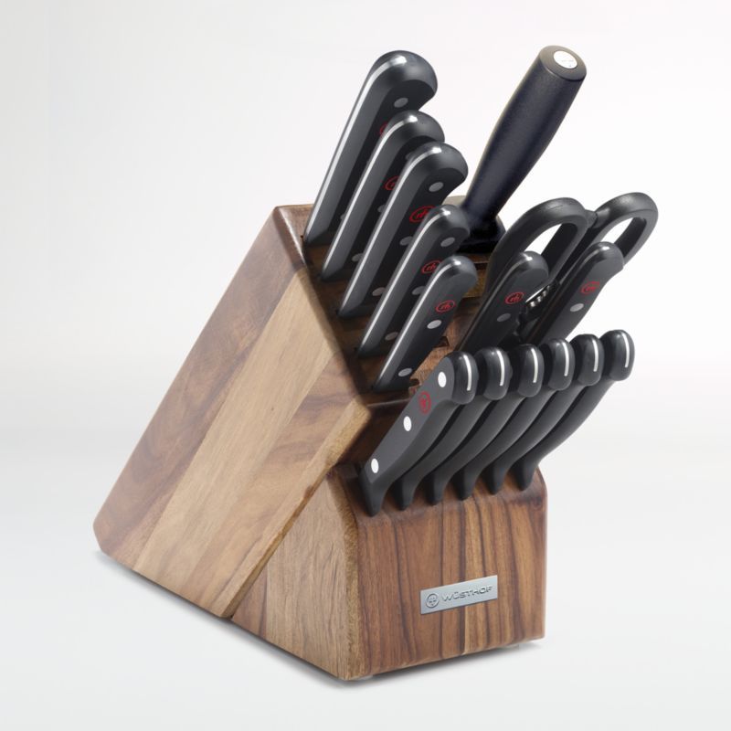 Wüsthof Gourmet Stamped 16-Piece Acacia Knife Block Set + Reviews | Crate & Barrel | Crate & Barrel