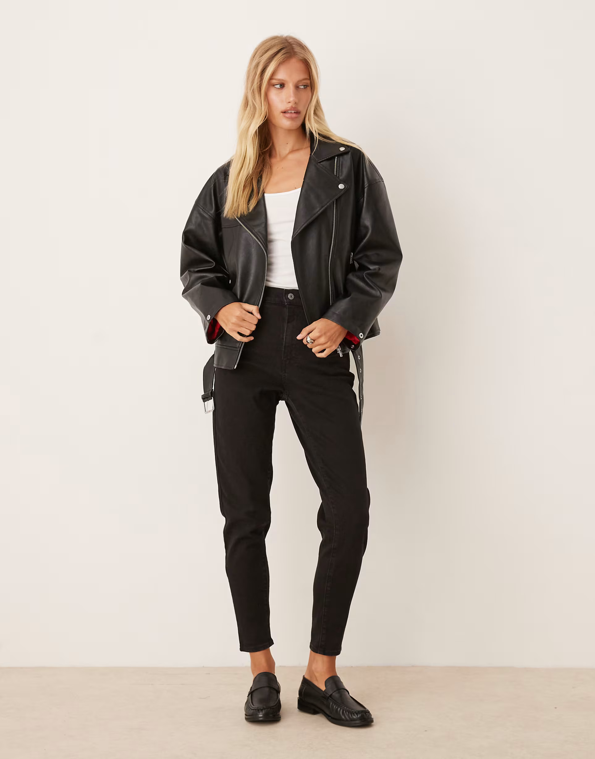 JJXX faux leather biker jacket in black | ASOS (Global)