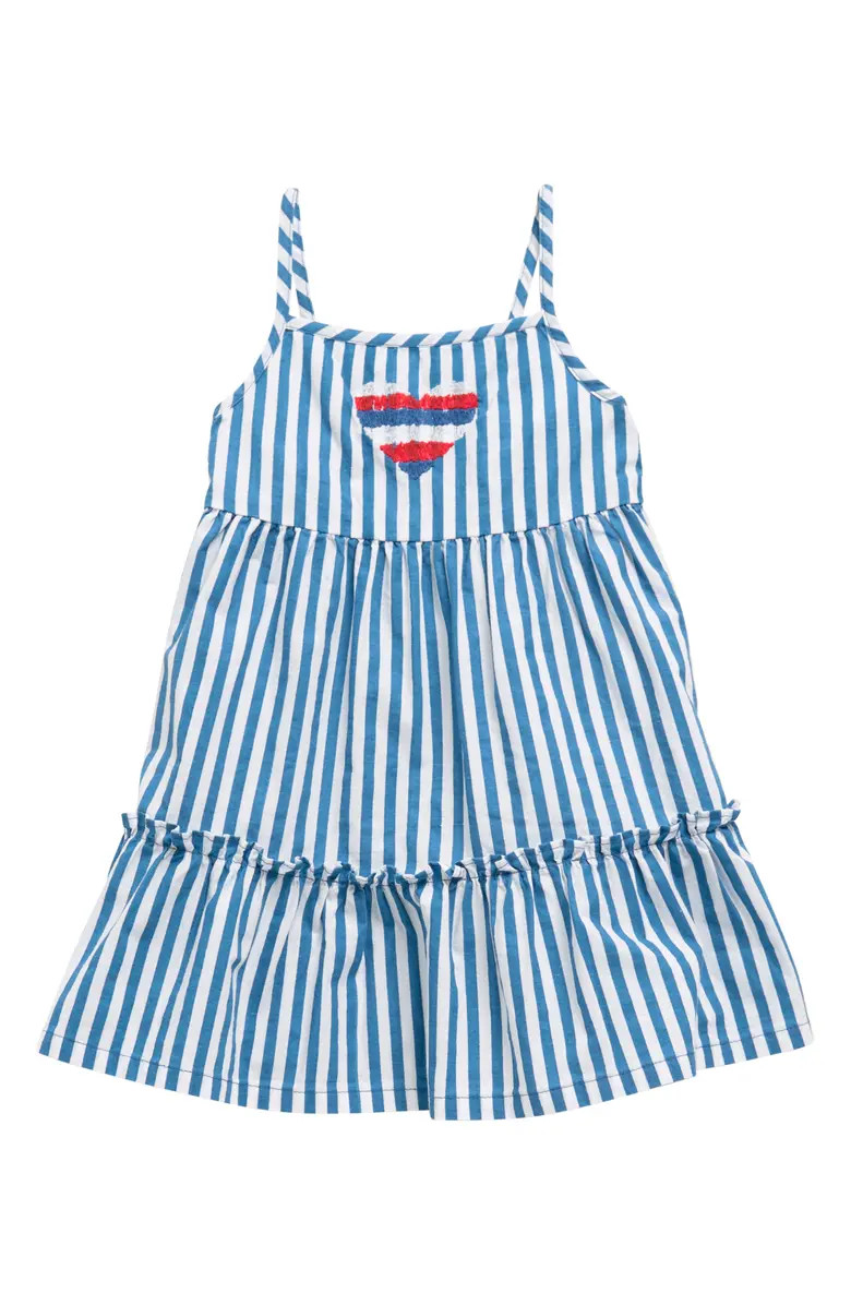 Kid's Tiered Striped Hear Embroidered Dress | Nordstrom Rack