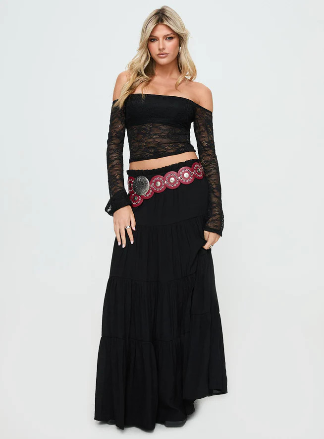 Mya Maxi Skirt Black | Princess Polly US