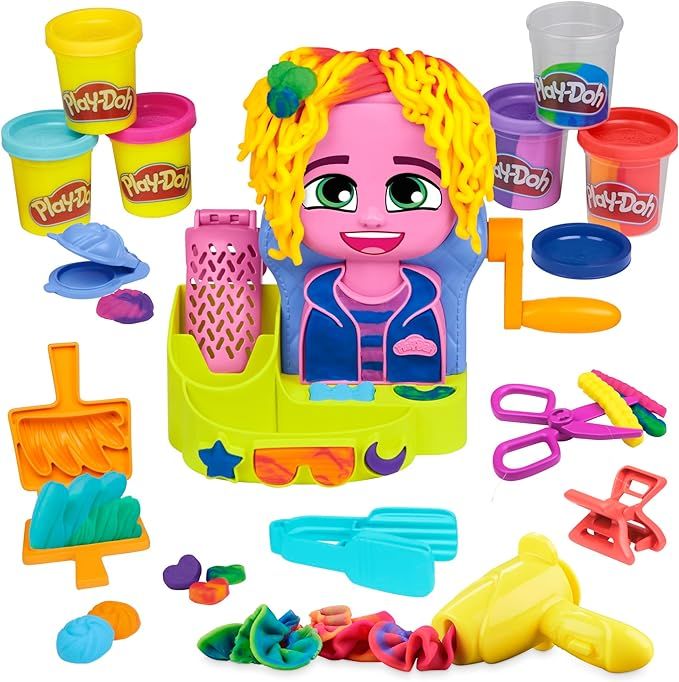 Play-Doh Hair Stylin' Salon Playset with 6 Cans, Pretend Play Toys for Girls and Boys Ages 3 and ... | Amazon (US)