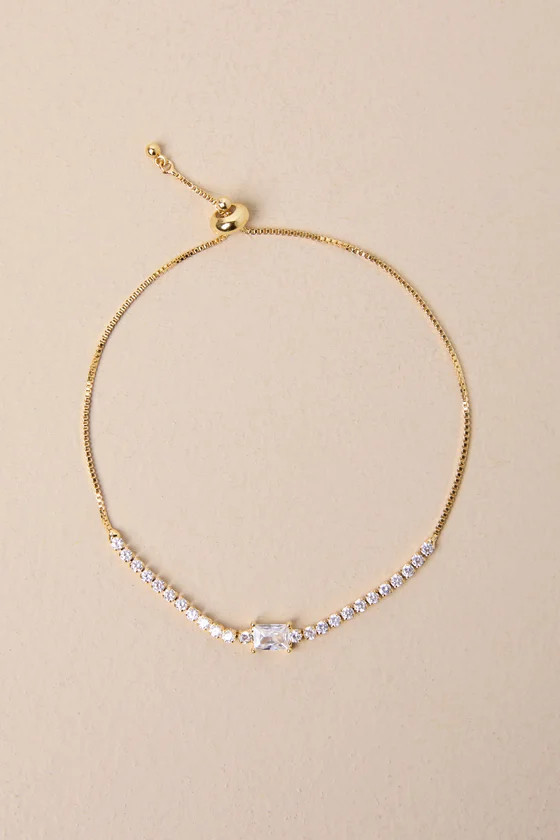 Glittering Poise Gold Rhinestone Toggle Bracelet | Lulus