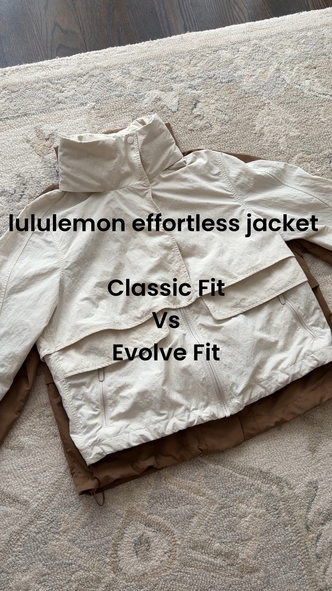 Comparing the water resistant lululemon Effortless Jacket in Classic vs Evolve fit. Has a hidden hood 

• Classic Fit size 2 is what I usually wear 
• Evolve Fit XXS - Evolve is more relaxed fit and wider sleeves 

Petite friendly jacket, active jacket, rain jacket

#LTKPetite #LTKTravel #LTKActive