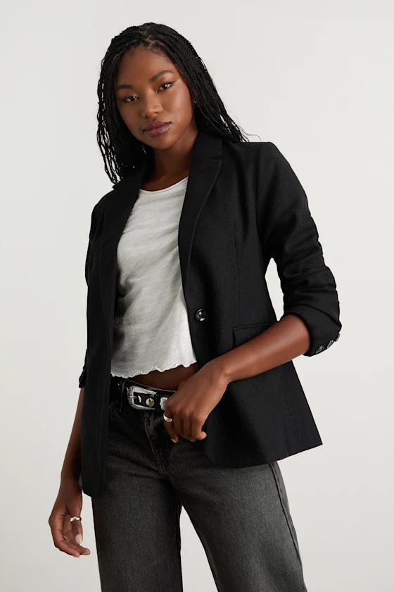 Sophisticated Chic Black Tweed Blazer | Lulus
