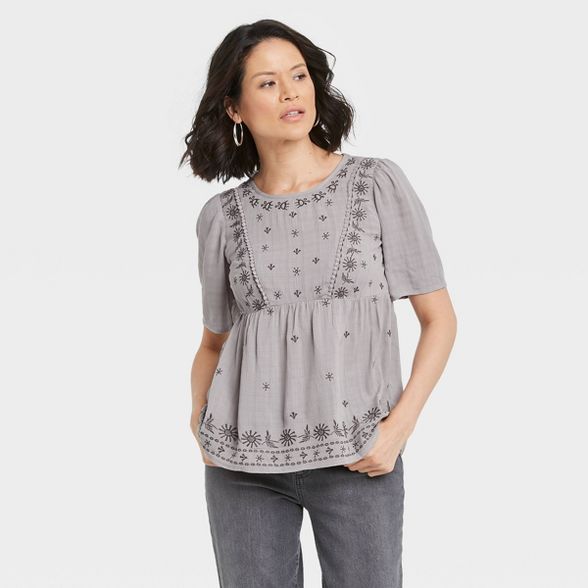 Women's Short Sleeve Scoop Neck Babydoll Blouse - Knox Rose™ | Target