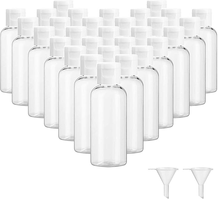 Dabacc 30 Pcs 2 oz Clear Plastic Empty Bottles with Flip Cap for Travel Size Liquids | Amazon (US)