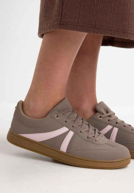 Womens Beige Retro Curve Stripe Trainers | Peacocks