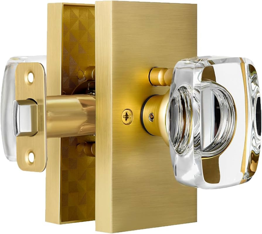 Glass Door Knobs Interior with Lock, Crystal Gold Door Knobs Privacy Door Knob for Bedroom and Ba... | Amazon (US)