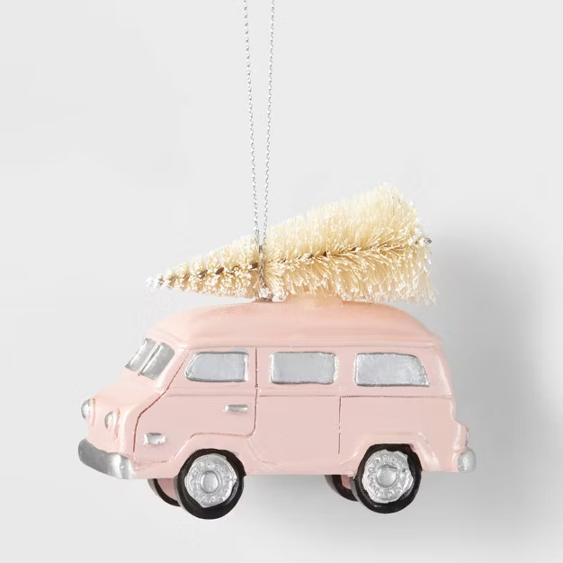Van with Bottle Brush Tree Christmas Tree Ornament Pink - Wondershop™ | Target