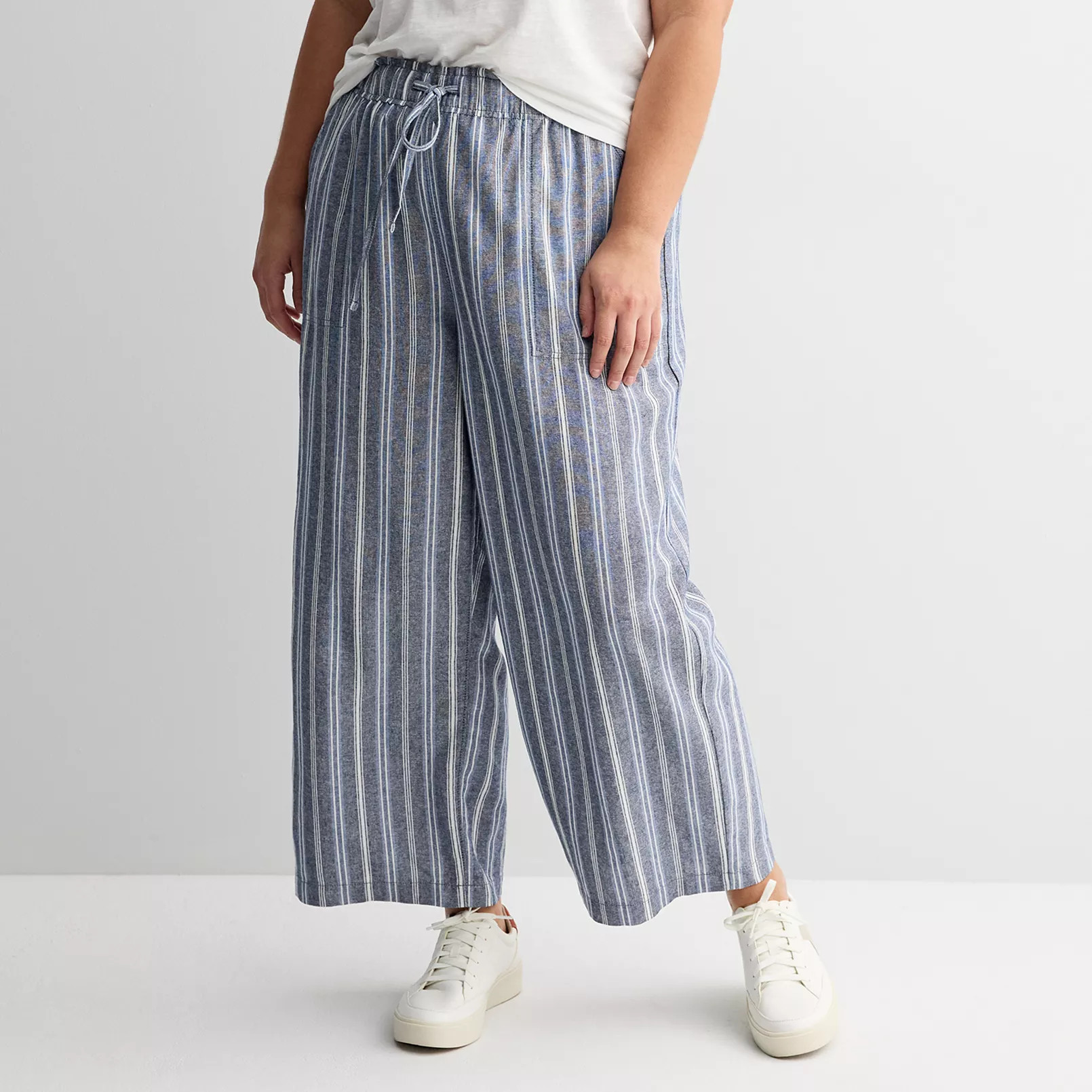 Plus Size Sonoma Goods For Life® Linen Wide Leg Ankle Pants | Kohl's