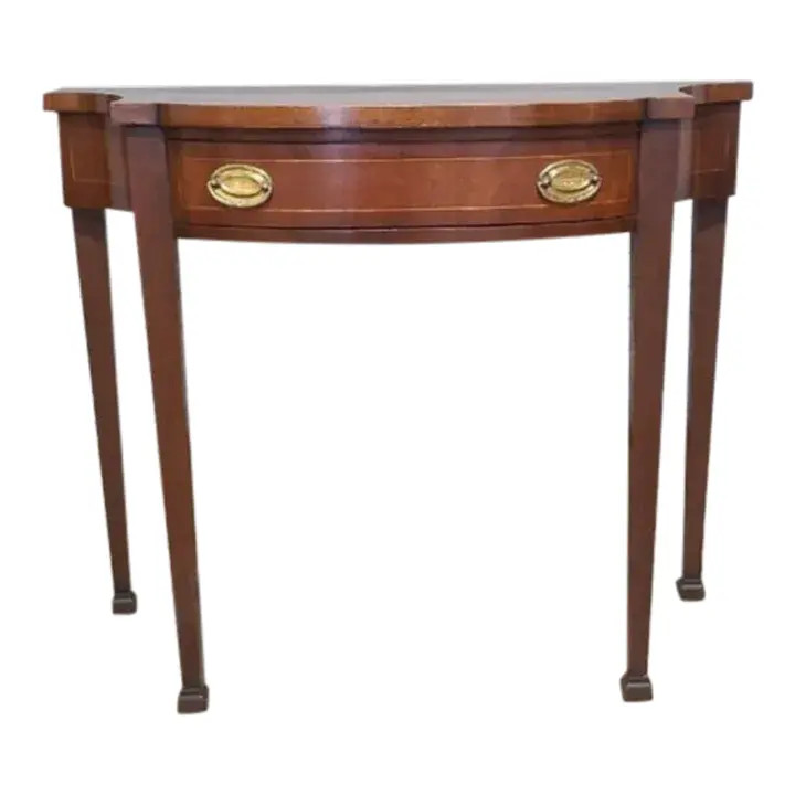 Mid 20th Century Kittinger Mahogany Collection Hall Table Console Table String Inlays | Chairish