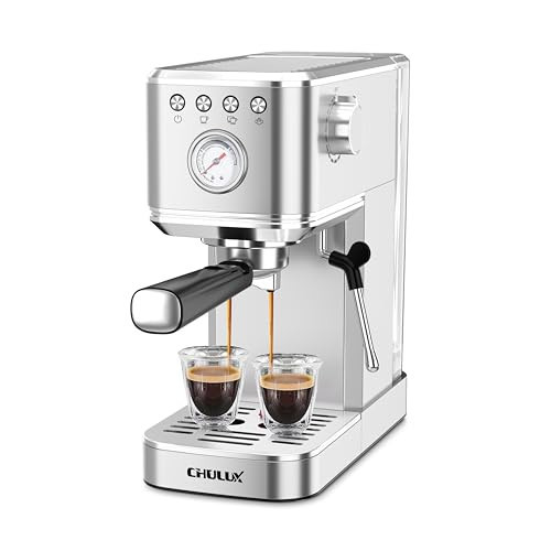CHULUX Slim Espresso Machine with Milk Frother, 20 Bar Professional Italian Pump Espresso Coffee Machine for Home Cappuccino & Latte Maker, Stainless Steel, Silver | Amazon (US)