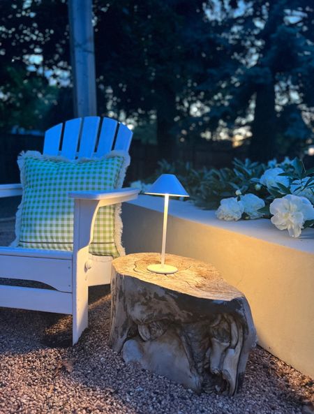 Some of my favorite summer patio essentials ! I'm in love with this mini lamp that turns on and off with the touch of your hand! The green checkered pillow is also designed to be styled outdoors, so it's weather resistant!

#LTKunder100 #LTKFind #LTKstyletip
