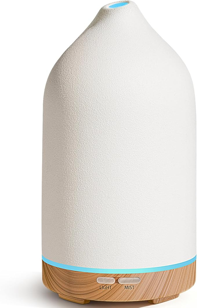 URPOWER 120ML Ceramic Essential Oil Diffuser Ultrasonic Aromatherapy Diffuser with Wood Grain Bas... | Amazon (US)