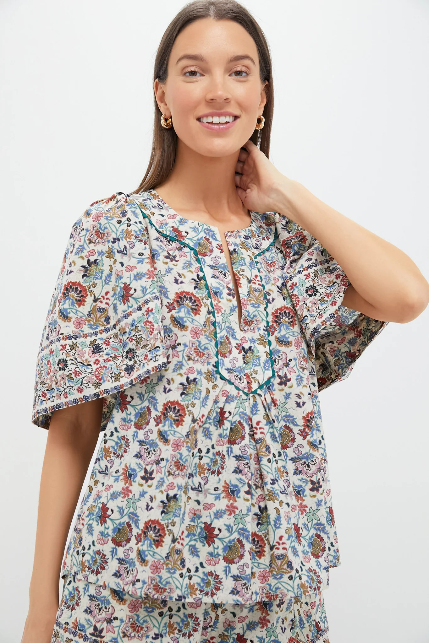 Cream Chintz Finley Flutter Sleeve Top | Tuckernuck (US)