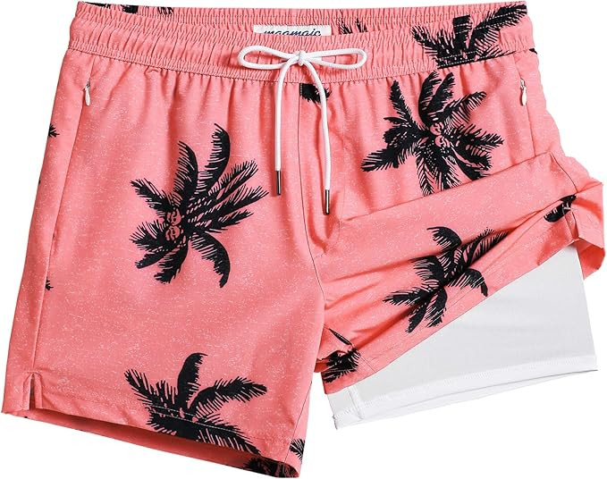 maamgic Mens Swim Trunks with Compression Liner 5 Inch, Quick Dry Bathing Suit with Zipper Pocket... | Amazon (US)