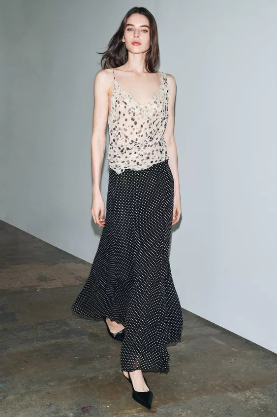 ZW COLLECTION POLKA DOT LONG SKIRT | Zara UK
