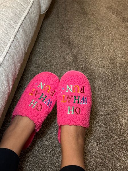 Pink Christmas slipper me please 💝🥺 #christmas #slippers 

#LTKHoliday #LTKfindsunder50