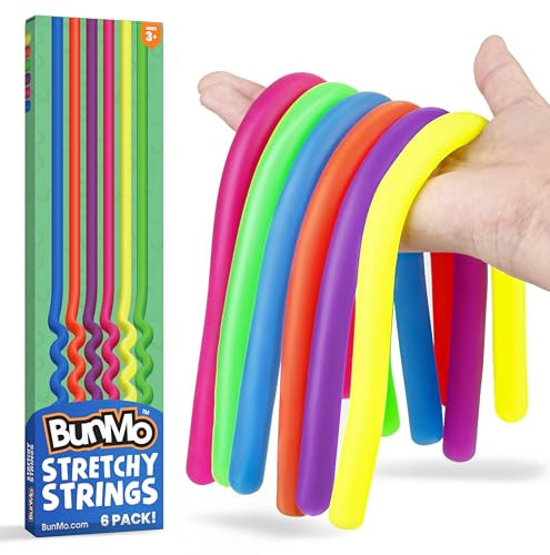 BUNMO Kids Easter Basket Stuffers - Sensory Stretchy Strings for Toddlers 3+ - Stimulating Fidget Toys for Toddlers - Easter Basket Stuffers for Kids - Hours of Fun- Non-Mouthable 3+ - Smooth 6 Pack | Amazon (US)