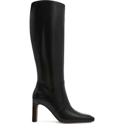 Steve Madden Lovelies Snake Embossed Knee High Boot in Black Leather at Nordstrom, Size 9 | Nordstrom