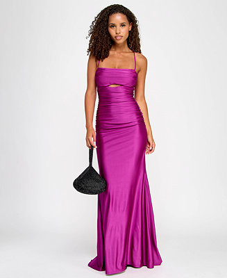 Juniors' Power-Stretch Cut-Out Draped Gown, Created for Macy's | Macy's