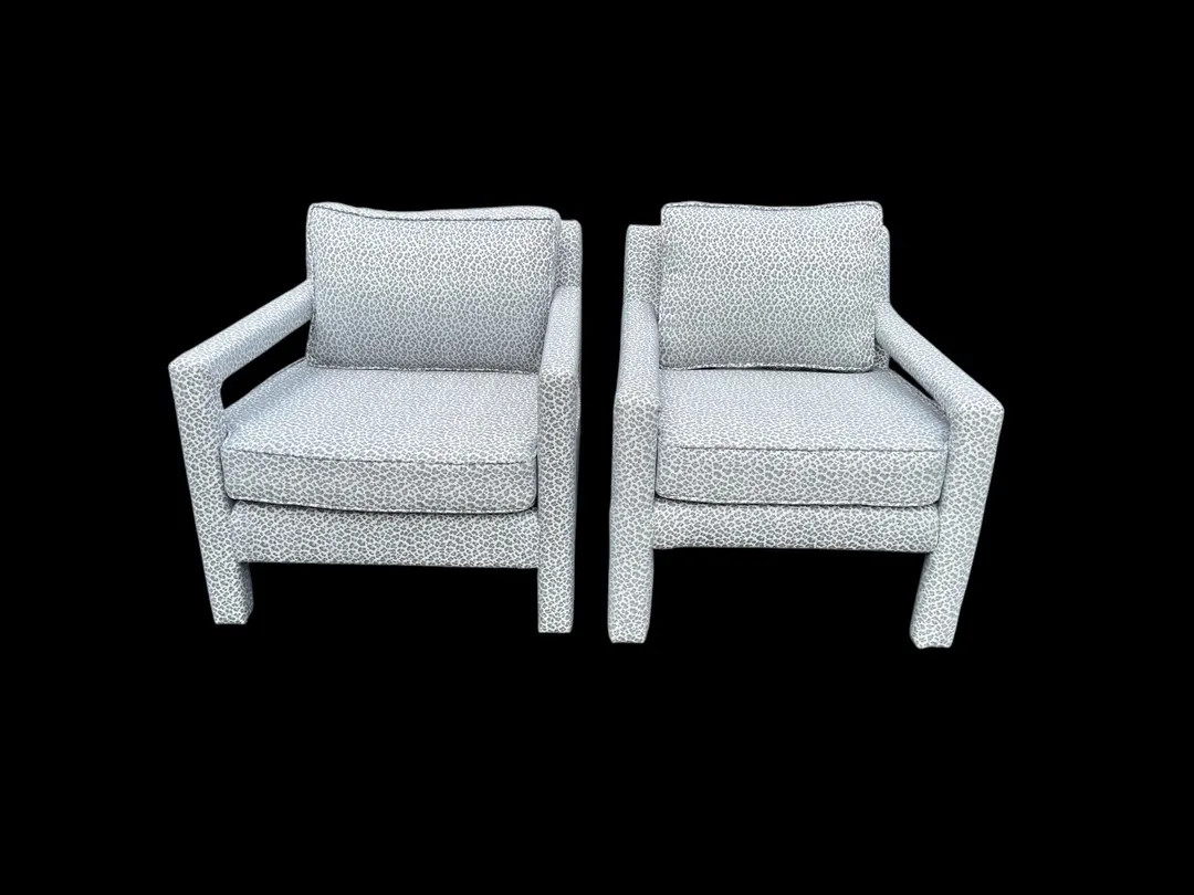 Vintage MCM Parsons Chairs: Blue Leopard Print, New Upholstery - Etsy | Etsy (US)