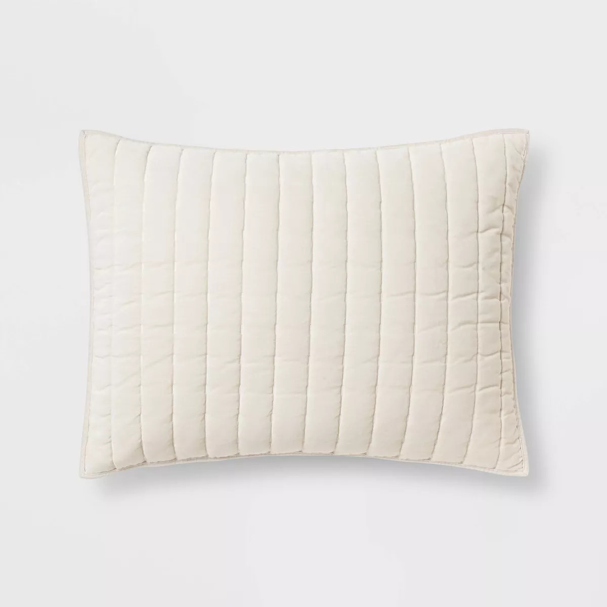 Standard Channel Stitch Velvet Quilt Sham Cream - Threshold™: OEKO-TEX Certified, Cotton Backin... | Target