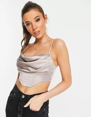 Love Triangle satin corset top in mushroom - part of a set | ASOS (Global)