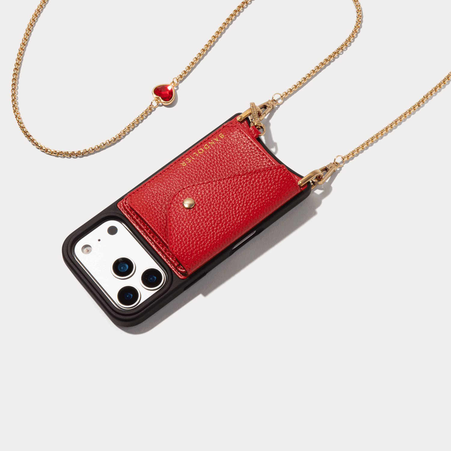 Remi Heart Magnet Wallet Crossbody Phone Case - Red/Gold | Bandolier