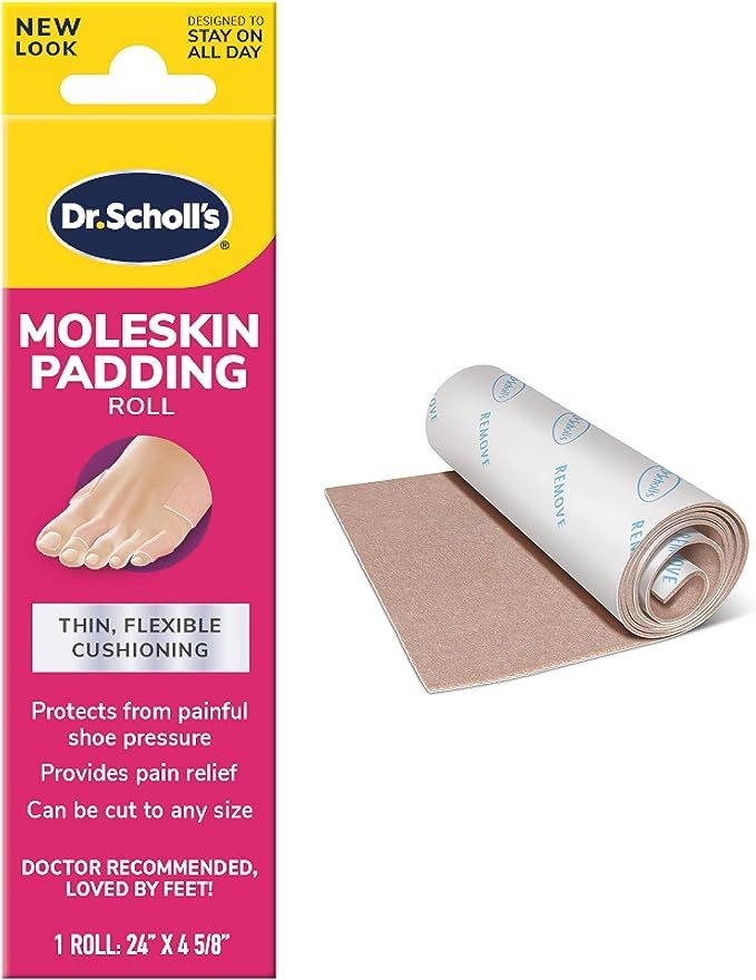 Dr. Scholl's Moleskin Padding ROLL, 1 roll // Thin, Flexible Cushioning & Pain Relief - Cut to An... | Amazon (US)